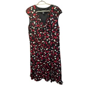 Glamour Black Midi Dress with Red & White Polka Dots